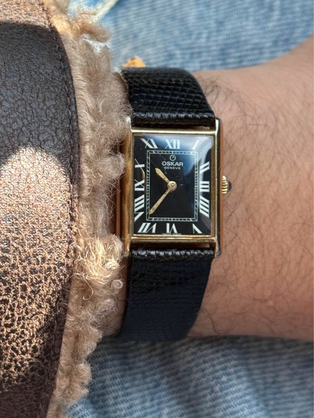 Vintage 1970’s Oskar Genève Tank Mecanical Watch  Swiss Made